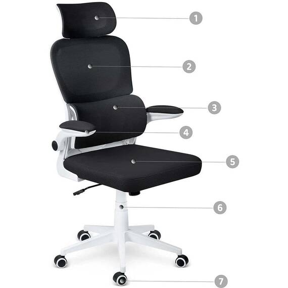 Scaun de birou DacEnergy©, microplasa, stil modern, inaltime reglabila, suport ergonomic conturat pentru coloana lombara, tetiera reglabila, functia de balansare, negru - 13- Roveli