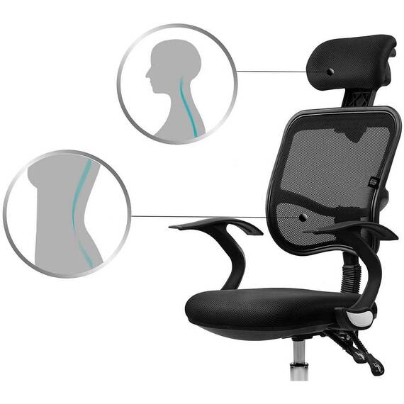 Scaun de birou DacEnergy©, realizat din microplasa, baza cromata cu cinci roti, ergonomic, functia de balansare SoftSwing, inaltime reglabila, tetiera reglabila, negru - 14- Roveli