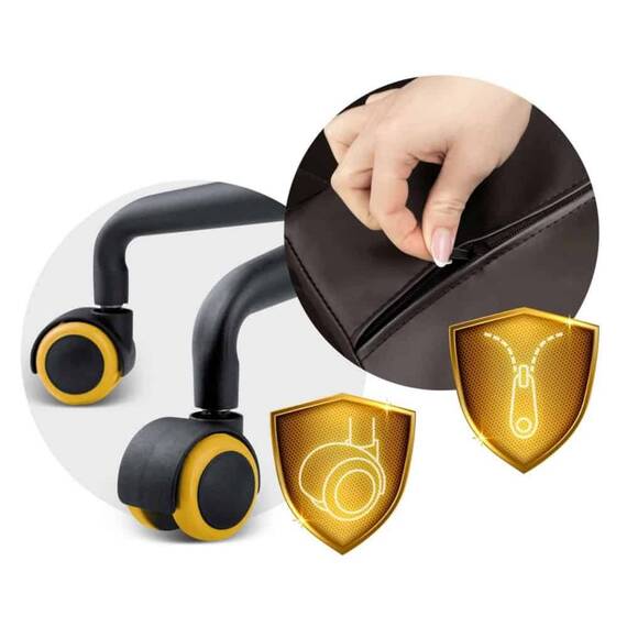 Scaun gaming DacEnergy, design modern, ergonomic, cotiere rezistente, perna lombara conturata, roti cauciucate, inaltimea si spatarul reglabil, 123x64,5 cm, negru si galben - 3- Roveli