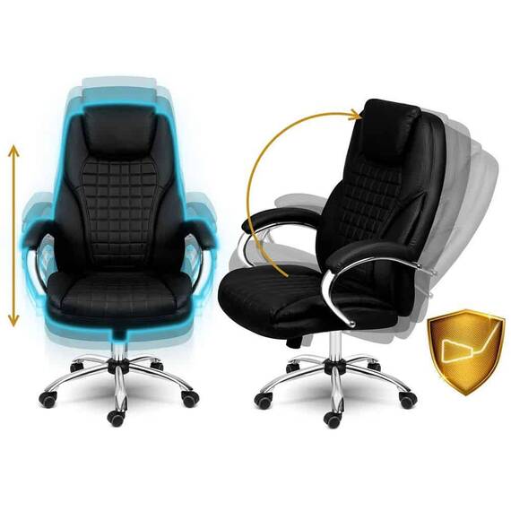 Scaun de birou DacEnergy©, umplutura scaunului din spuma moale si flexibila, roti duble din cauciuc din nailon, functia de balansare SoftSwing™, inaltime reglabila, negru - 4- Roveli