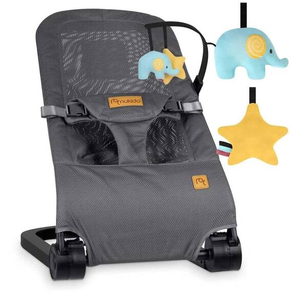 Balansoar bebelusi, cadru metalic, material textil, pozitie sigura, ergonomica, pliabil, reglare inclinare a spatarului in 3 trepte, picioare anti-alunecare, cu jucarii, gri - 4- Roveli