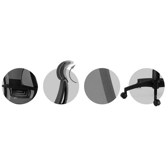 Scaun de birou DacEnergy©, tapiterie micro-plasa, cotiere din plastic, reglarea inaltimii si tetiera, roti duble, cauciucate, forma ergonomica, gri - 5- Roveli