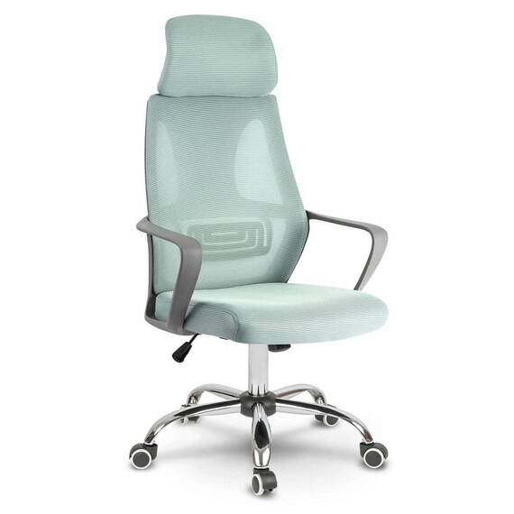 Scaun de birou DacEnergy©, tapiterie micro-plasa, cotiere din plastic, reglarea inaltimii si tetiera, roti duble, cauciucate, forma ergonomica, albastru deschis - 5- Roveli