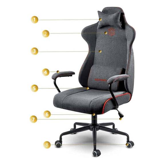 Scaun de birou DacEnergy, din material, baza metalica, 2 perne, inaltime reglabila, functia de balansare SoftSwing, ergonomic, gri - 6- Roveli
