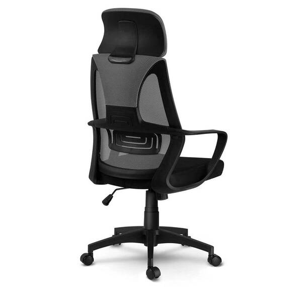 Scaun de birou DacEnergy©, tapiterie micro-plasa, cotiere din plastic, reglarea inaltimii si tetiera, roti duble, cauciucate, forma ergonomica, gri - 7- Roveli