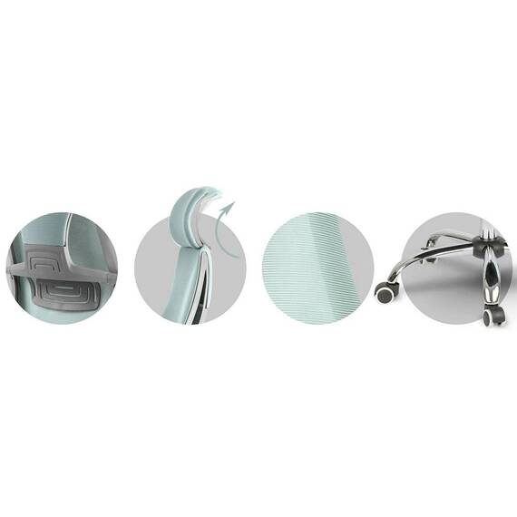 Scaun de birou DacEnergy©, tapiterie micro-plasa, cotiere din plastic, reglarea inaltimii si tetiera, roti duble, cauciucate, forma ergonomica, albastru deschis - 7- Roveli
