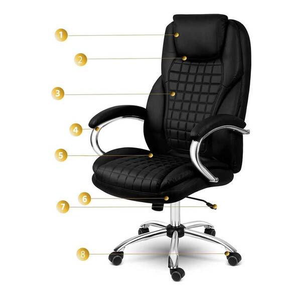 Scaun de birou DacEnergy©, umplutura scaunului din spuma moale si flexibila, roti duble din cauciuc din nailon, functia de balansare SoftSwing™, inaltime reglabila, negru - 8- Roveli
