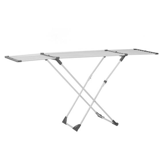 Uscator de rufe DacEnergy©, metalic, cu roti, telescopic, pliabil, 190x95x56 cm, gri - - Roveli