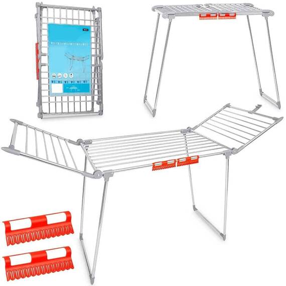 Uscator de rufe DacEnergy©, constructie metalica, 2 brate pliabile, pliabil, solid, picioare antiderapante, suprafata mare de uscare 19 m - 2- Roveli