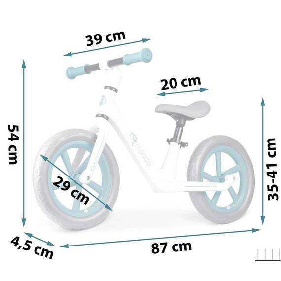 Bicicleta de echilibru pentru copii, cadru durabil, sa din spuma, manere cauciucate, inaltimea scaunului reglabila, roti de spuma EVA, 12 inchi, alb si albastru - 2- Roveli
