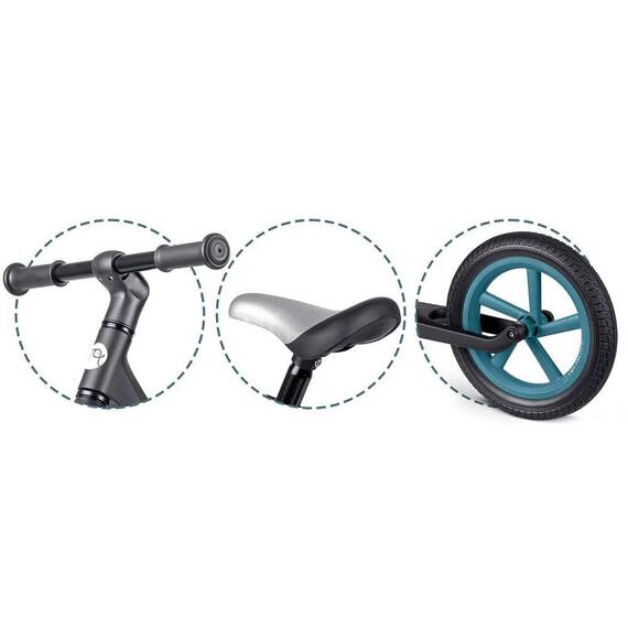 Bicicleta de echilibru pentru copii, cadru durabil, sa din spuma, manere cauciucate, inaltimea scaunului reglabila, roti de spuma EVA, 12 inchi, gri inchis - 4- Roveli