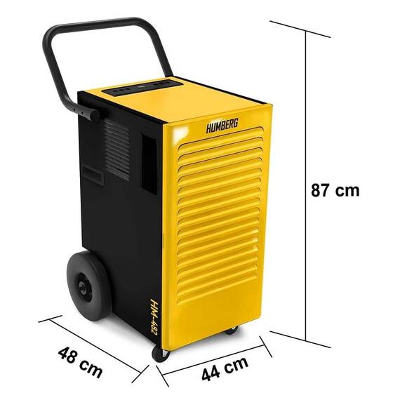 Dezumidificator industrial, roti mari, cronometru 24 de ore, hygrostat, higrometru, functia de dezghetare automata, debit aer 450 m3/h, 70 l/24 h, rezervor de apa 5,5 l, 759 W, galben - 6- Roveli