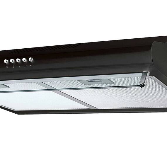 Hota de bucatarie, traditionala, control mecanic, butoane, iluminare LED, 3 viteze, 205 mc/h, 60 cm, 39 W, negru si argintiu - 3- Roveli