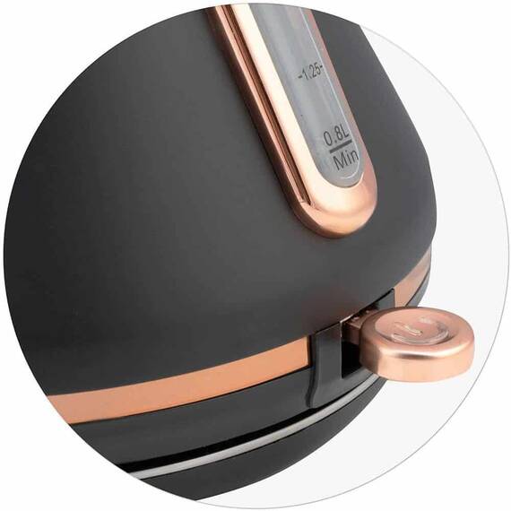 Fierbator electric, carcasa metalica, cu capac detasabil, baza pivotanta 360°, indicator de temperatura, 1850-2200 W, 1.7 litri, finisaj mat, negru si auriu - 3- Roveli