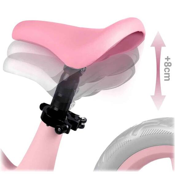 Bicicleta de echilibru pentru copii, cadru durabil, sa din spuma, manere cauciucate, inaltimea scaunului reglabila, roti de spuma EVA, 12 inchi, roz - 2- Roveli