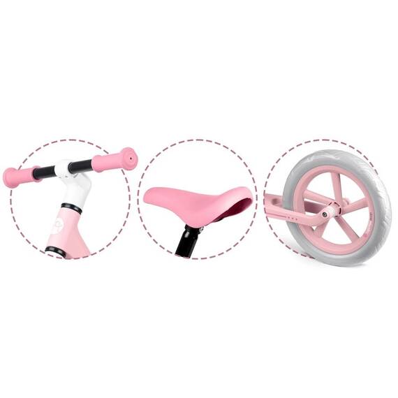 Bicicleta de echilibru pentru copii, cadru durabil, sa din spuma, manere cauciucate, inaltimea scaunului reglabila, roti de spuma EVA, 12 inchi, roz - 3- Roveli