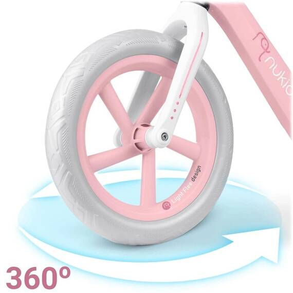 Bicicleta de echilibru pentru copii, cadru durabil, sa din spuma, manere cauciucate, inaltimea scaunului reglabila, roti de spuma EVA, 12 inchi, roz - 4- Roveli