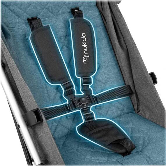 Carucior, cadru usor si durabil, roti de 360° cu suspensie, centuri de siguranta in 5 puncte, spatar reglabil, pliabil, sarcina maxima 15 kg, husa de ploaie si pentru picioare, gri inchis - 4- Roveli