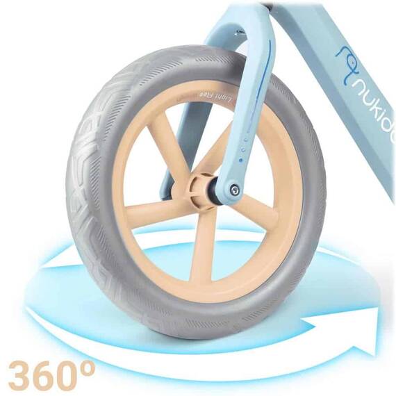 Bicicleta de echilibru pentru copii, cadru durabil, sa din spuma, manere cauciucate, inaltimea scaunului reglabila, roti de spuma EVA, 12 inchi, albastru deschis - 4- Roveli