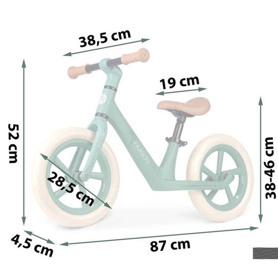 Bicicleta de echilibru pentru copii, cadru durabil, sa din spuma, manere cauciucate, inaltimea scaunului reglabila, roti de spuma EVA, 12 inchi, verde - 6- Roveli