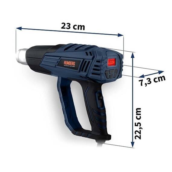 ​Pistol termic electric, maner cauciucat, 4 duze, o racleta, temperatura de la 60 - 600°C, 6 niveluri de reglare a debitului de aer, afisaj LCD, 2000 W, 230 V - 5- Roveli