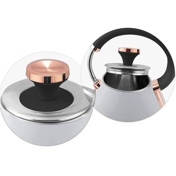 Fierbator electric, carcasa metalica, cu capac detasabil, baza pivotanta 360°, indicator de temperatura, 1850-2200 W, 1.7 litri, finisaj mat, gri si auriu - 5- Roveli
