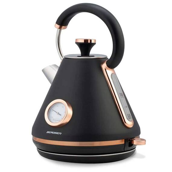 Fierbator electric, carcasa metalica, cu capac detasabil, baza pivotanta 360°, indicator de temperatura, 1850-2200 W, 1.7 litri, finisaj mat, negru si auriu - 5- Roveli