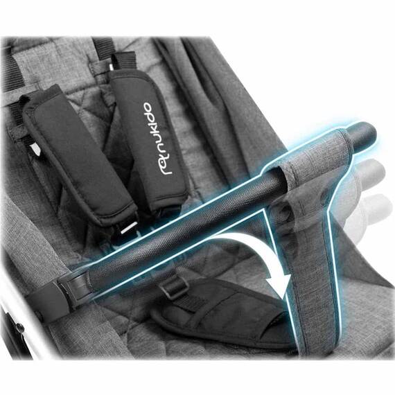 Carucior, cadru usor si durabil, roti de 360° cu suspensie, centuri de siguranta in 5 puncte, spatar reglabil, pliabil, sarcina maxima 15 kg, husa de ploaie si pentru picioare, gri inchis - 5- Roveli