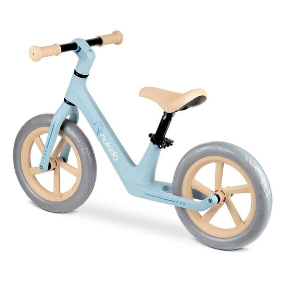 Bicicleta de echilibru pentru copii, cadru durabil, sa din spuma, manere cauciucate, inaltimea scaunului reglabila, roti de spuma EVA, 12 inchi, albastru deschis - 5- Roveli