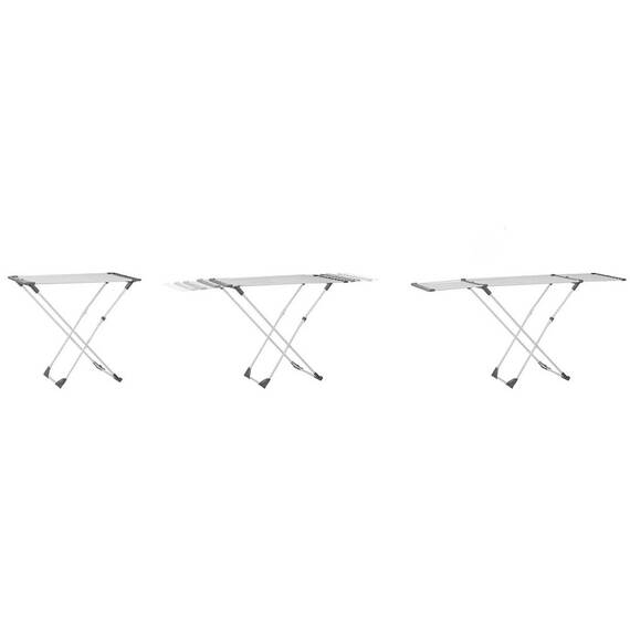 Uscator de rufe DacEnergy©, metalic, cu roti, telescopic, pliabil, 190x95x56 cm, gri - 5- Roveli