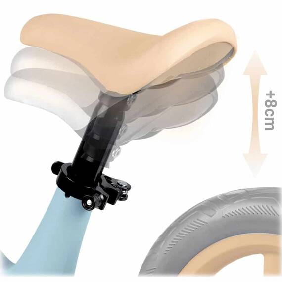 Bicicleta de echilibru pentru copii, cadru durabil, sa din spuma, manere cauciucate, inaltimea scaunului reglabila, roti de spuma EVA, 12 inchi, albastru deschis - 6- Roveli