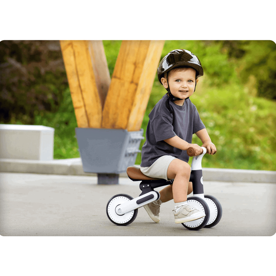 Bicicleta de echilibru, cadru durabil din otel, stabil, scaun moale, din spuma, inaltime reglabila, 25-28 cm, 3 roti din spuma EVA, negru si alb - 6- Roveli