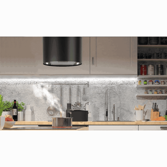 Hota insula, carcasa din otel, telecomanda, functia de oprire automata, 3 viteze, 550 mc/h, 70 W, 35 cm, neagra - 7- Roveli
