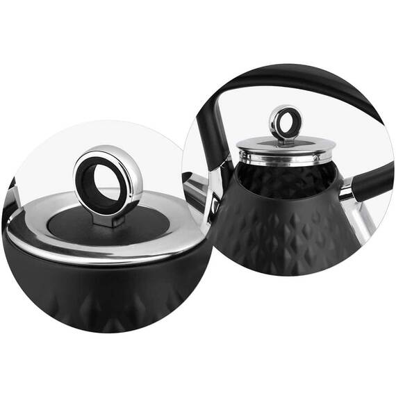 Fierbator electric, carcasa metalica, cu capac detasabil, picioare antiderapante, 1850-2200 W, 1.7 litri, finisaj mat frumos, negru - 8- Roveli