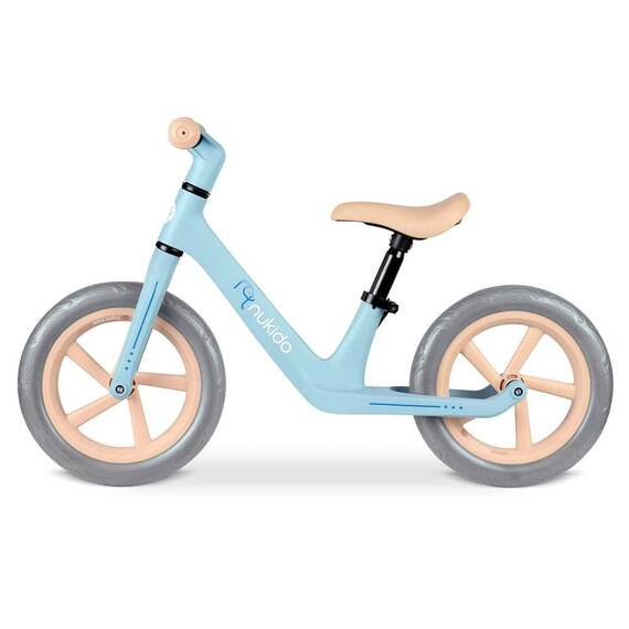 Bicicleta de echilibru pentru copii, cadru durabil, sa din spuma, manere cauciucate, inaltimea scaunului reglabila, roti de spuma EVA, 12 inchi, albastru deschis - 8- Roveli