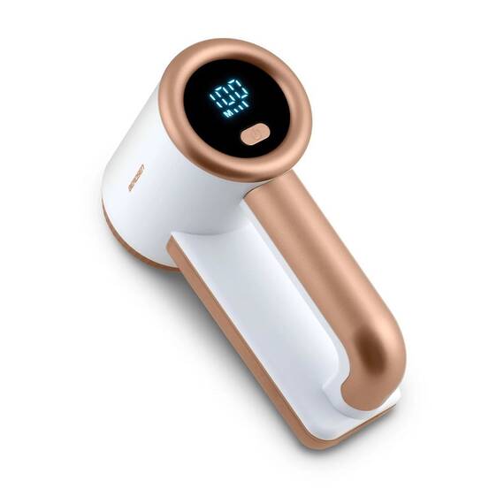 Aparat de curatat scame electric, lame din otel inoxidabil, ecran LCD, 3 niveluri de intensitate a puterii, recipient mare de 120 ml, baterie 2000 mAh, auriu - 9- Roveli