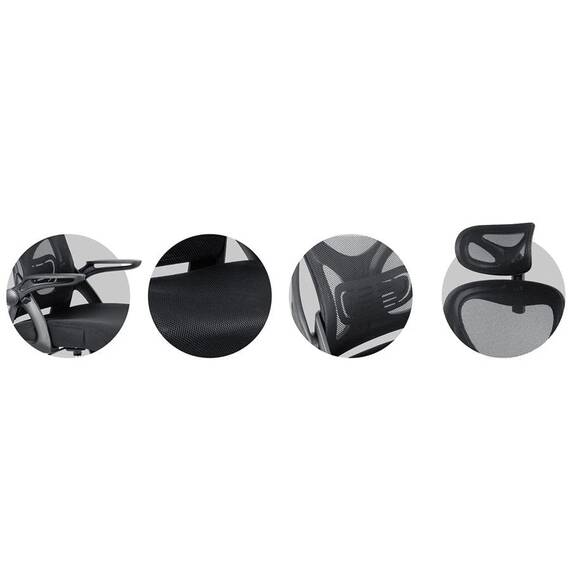 Scaun de birou DacEnergy©, spatar din micro plasa, tetiera reglabila, mecanism durabil TILT, inaltime reglabila, 118 -127 cm, cotiere reglabile confortabile, negru - 8- Roveli