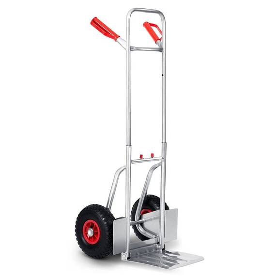 Carucior transport marfa, cadru din otel galvanizat, platforma inferioara durabila, 2 roti gonflabile cu supape, reglare convenabila a inaltimii 75-108 cm, capacitate de incarcare pana la 150 kg, argintiu. - 10- Roveli