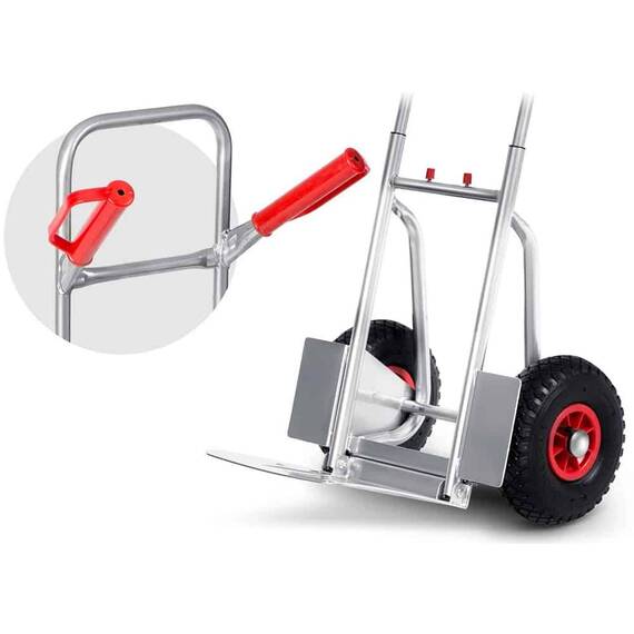 Carucior transport marfa, cadru din otel galvanizat, platforma inferioara durabila, 2 roti gonflabile cu supape, reglare convenabila a inaltimii 75-108 cm, capacitate de incarcare pana la 150 kg, argintiu. - 11- Roveli
