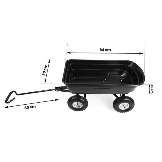 Carucior pentru gradina, otel, functia de basculare, 50x94x20 cm, capacitate de ridicare 300 kg, negru - 11- Roveli