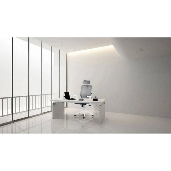 Scaun de birou DacEnergy©, tapiterie micro-plasa respirabila, mecanism de balansare, reglarea inaltimii scaunului si tetiera, roti duble, cauciucate, gri inchis si alb - 3- Roveli