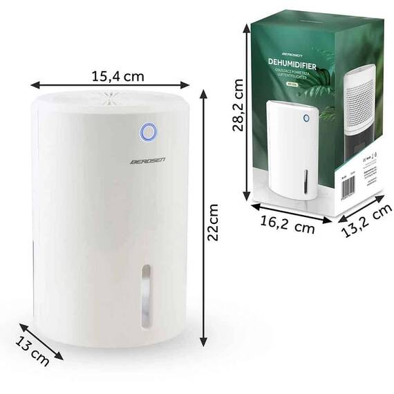 Dezumidificator, tehnologie Peltier, capacitate rezervor de apa 800 ml, functionare silentioasa 34 dB, consum de energie 22,5 W, 220 - 240 V, 13 x 22 x 15,4 cm, alb - 8- Roveli