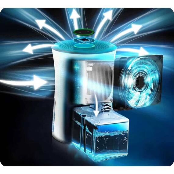 Dezumidificator, tehnologie Peltier, capacitate rezervor de apa 700 ml, functionare silentioasa 34 dB, consum de energie 22, 5 W, 220 - 240 V, lumina LED de designer, 14 x 21 x 15 cm, alb - 7- Roveli