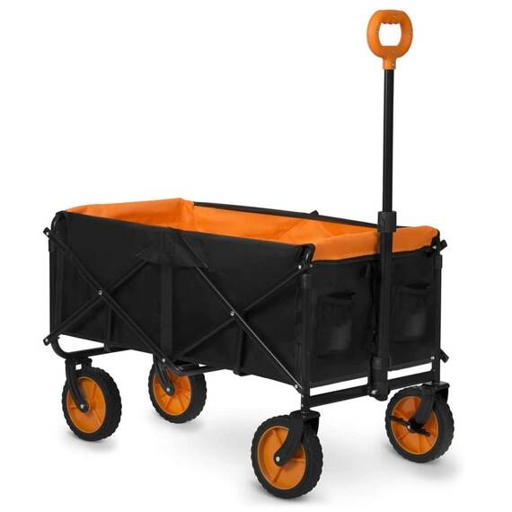 ​Carucior de transport, material cadru din otel, pliabil, buzunare practice, capacitate de incarcare pana la 90 kg, 78,5 x 55 x 48 cm, negru si portocaliu - 7- Roveli