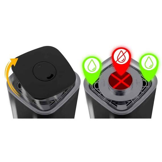 Umidificator de aer, functia de ionizare a aerului, de aromaterapie, ceata rece, oprire automata, rezervor 2, 6 l, 250 ml/h, temporizator, higrostat si higrometru incorporabil, negru lucios - 8- Roveli