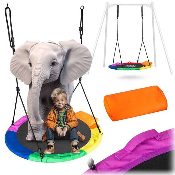 ​Leagan cuib , cadru otel, poliester Oxford 600D, forma rotunda, cu perna confortabila, greutate maxima 150 kg, 110 cm, multicolor - 2- Roveli