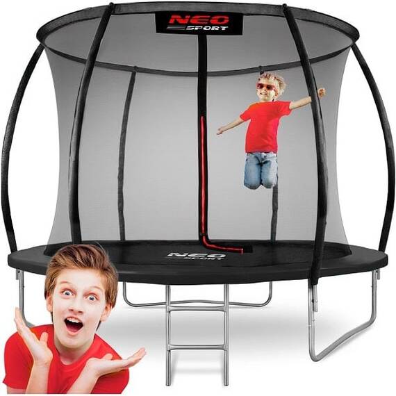 ​Trambulina de gradina , stalpi metalici profilati, scara metalica, sarcina maxima 150 kg, plasa de siguranta interna, 312 cm, neagra - 2- Roveli