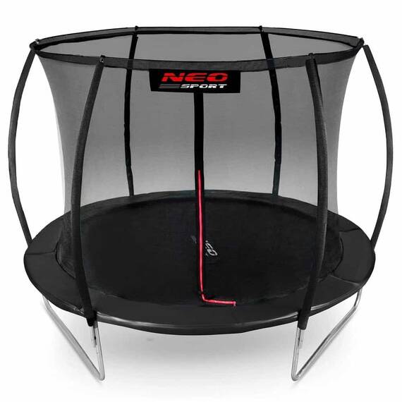 ​Trambulina de gradina , stalpi metalici profilati, scara metalica, sarcina maxima 100 kg, plasa de siguranta interna, 252 cm, neagra - - Roveli