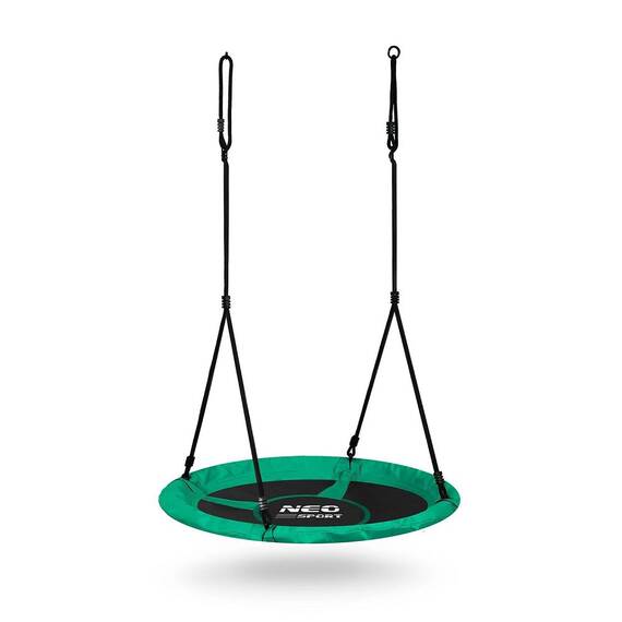 ​Leagan cuib , cadru otel, 100 % poliester, scaun confortabil, forma rotunda, franghii puternice, 110 cm, verde si negru - - Roveli