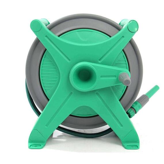 ​Tambur pentru furtun , din plastic si metal, portabil,montarea pe perete, 30 m furtun, 13 mm, cuple, verde - 2- Roveli